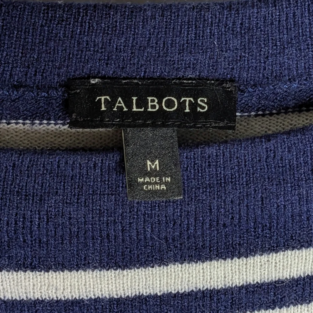 Talbots Nautical Striped Sweater Navy & White Soft Lambswool Blend Gently Used - Picture 10 of 12